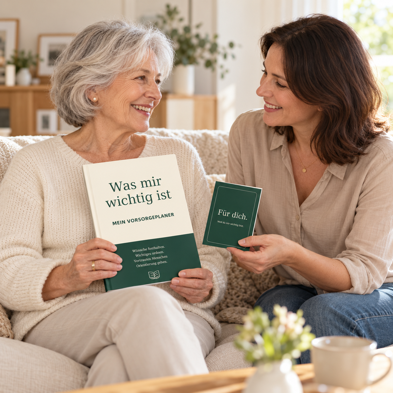 Vorsorgeplaner mit Geschenkkarte als Geschenk uebergeben